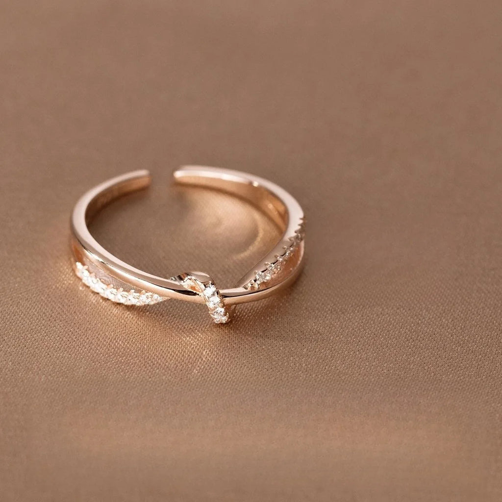 Christian Cross Knot Ring for Women | Zircon Faith Ring