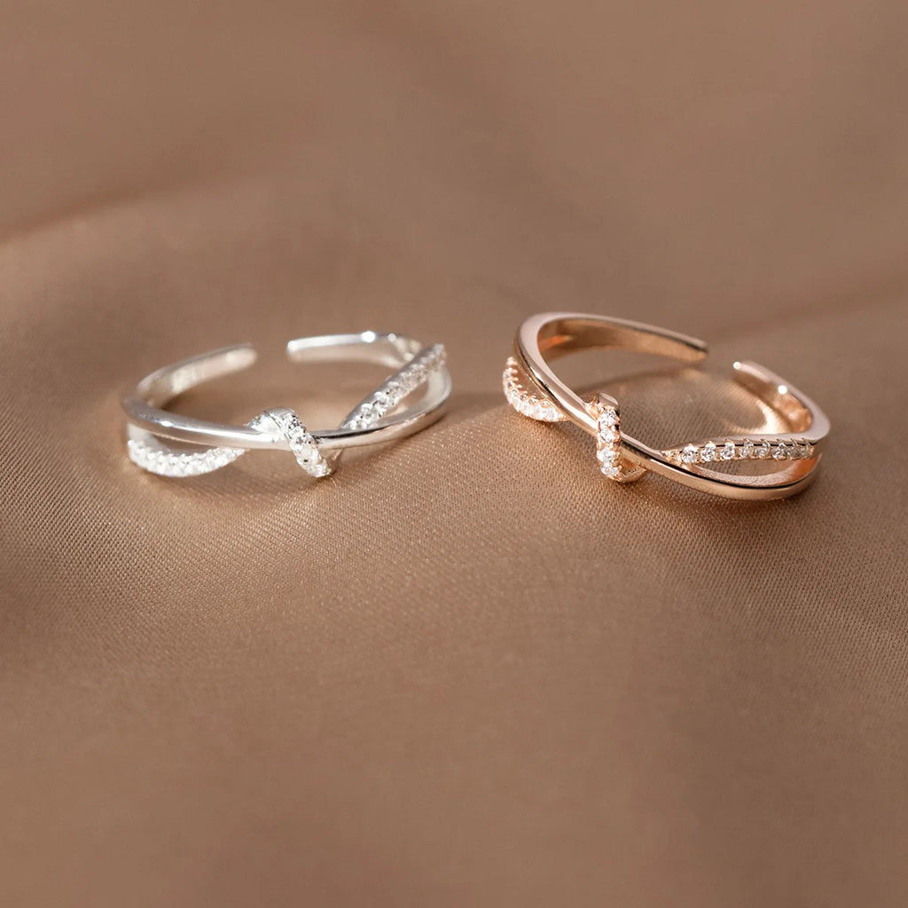 Christian Cross Knot Ring for Women | Zircon Faith Ring