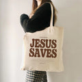 Christian Jesus Saves canvas tote bag